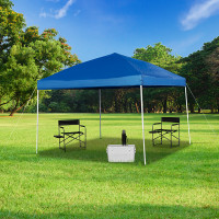 Flash Furniture JJ-GZ1010-BL-GG 10'x10' Blue Outdoor Pop Up Event Slanted Leg Canopy Tent with Carry Bag